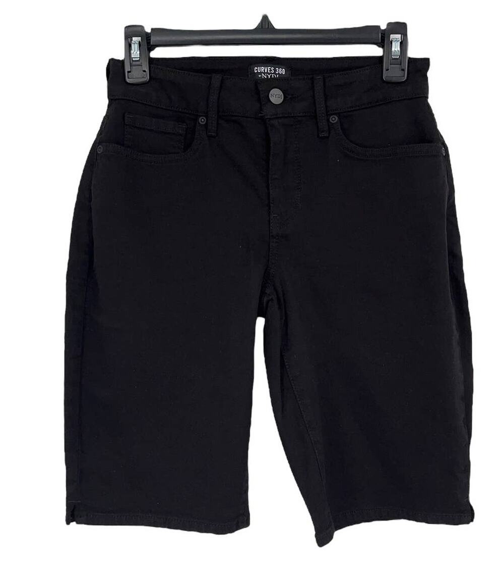 Curves 360 by NYDJ shorts black denim Ella Side Slits
